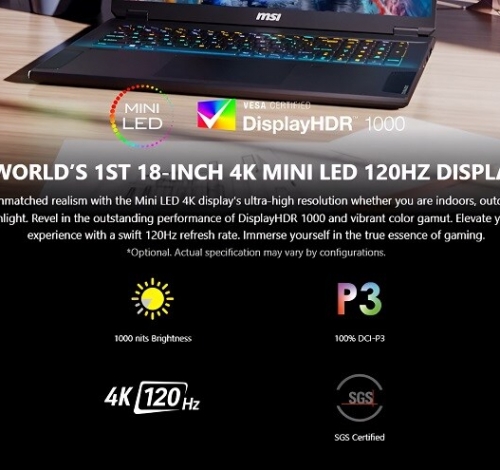 MSI Stealth 18 AI Studio A1VHG 025VN | CPU Ultra 9-185H | RAM 32GB DDR5 | SSD 2TB PCle | VGA RTX 4080 12GB | 18.0 UHD 4K MiniLED IPS, 100% DCI-P3 & 120Hz